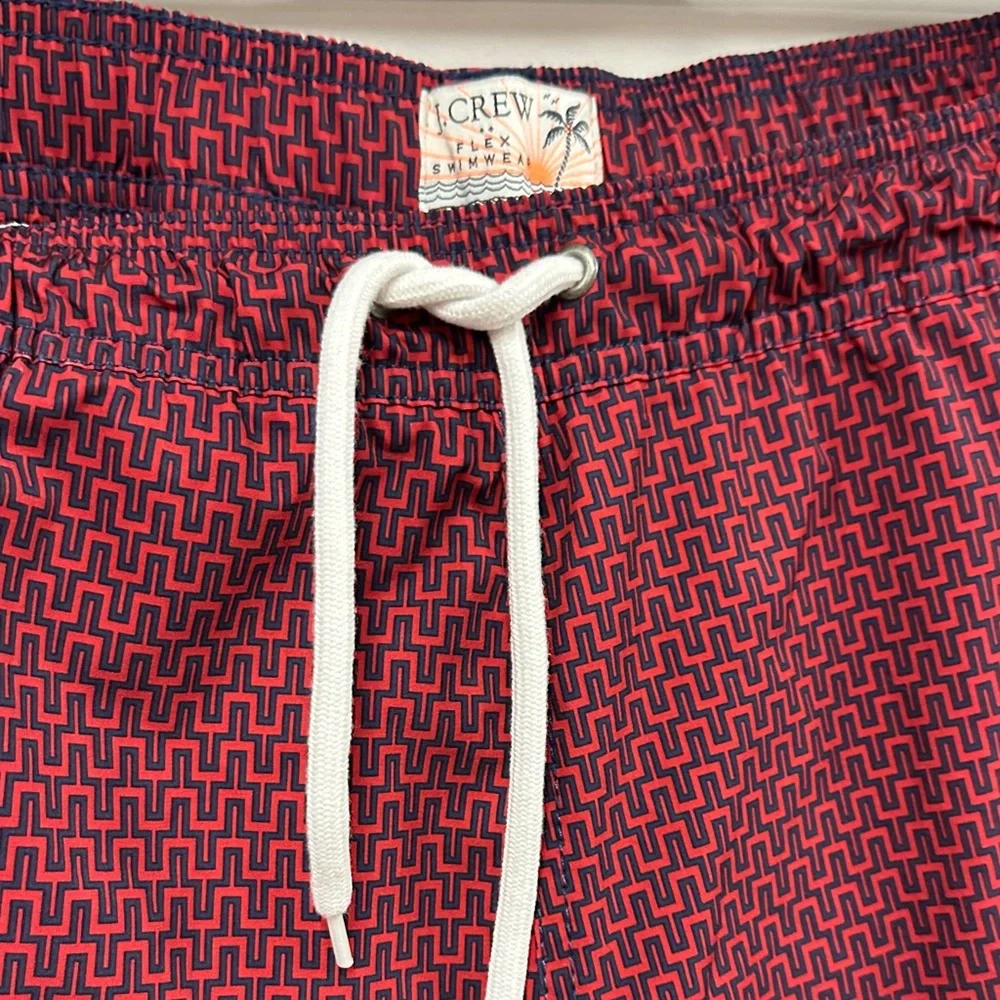 J. Crew Men's Maroon Patterned Swim Trunks